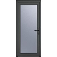 Crystal uPVC Grey Obscure Glazed Full Glass Left Hand Open Single Door - 2090mm x 920mm (82.3x36.2 inch) Crystal-Direct