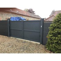 Door Superstore Carisbrooke Fully Finished Grey Aluminium Double Swing Driveway Gate - 3500mm x 1600mm (137.8x63 inch)