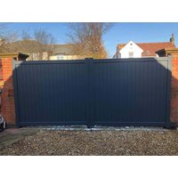 Door Superstore Hampstead Fully Finished Grey Aluminium Double Swing Driveway Gate - 3750mm x 2000mm (147.6x78.7 inch)