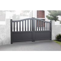 Door Superstore Huntingdon Fully Finished Grey Aluminium Double Swing Driveway Gate - 3000mm x 2200mm (118.1x86.6 inch)