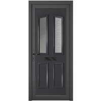 Crystal Kensington Right Hand 4 Panel Grey uPVC Obscure Glass Front Door - 2090mm x 920mm (82.3 x 36.2 inch) Crystal-Direct
