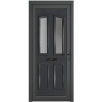 Crystal Kensington Left Hand 4 Panel Grey uPVC Obscure Glass Front Door - 2090mm x 920mm (82.3 x 36.2 inch) Crystal-Direct