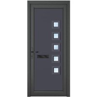 Crystal Malaga Right Hand Grey uPVC 5 Obscure Glass Front Door - 2090mm x 920mm (82.3 x 36.2 inch) Crystal-Direct