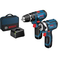 Bosch GSB 12V-15 Combination Drill & GDR 12V-105 Impact Driver Twin Pack & 2 x 12V 2.0Ah Li-ion Batteries